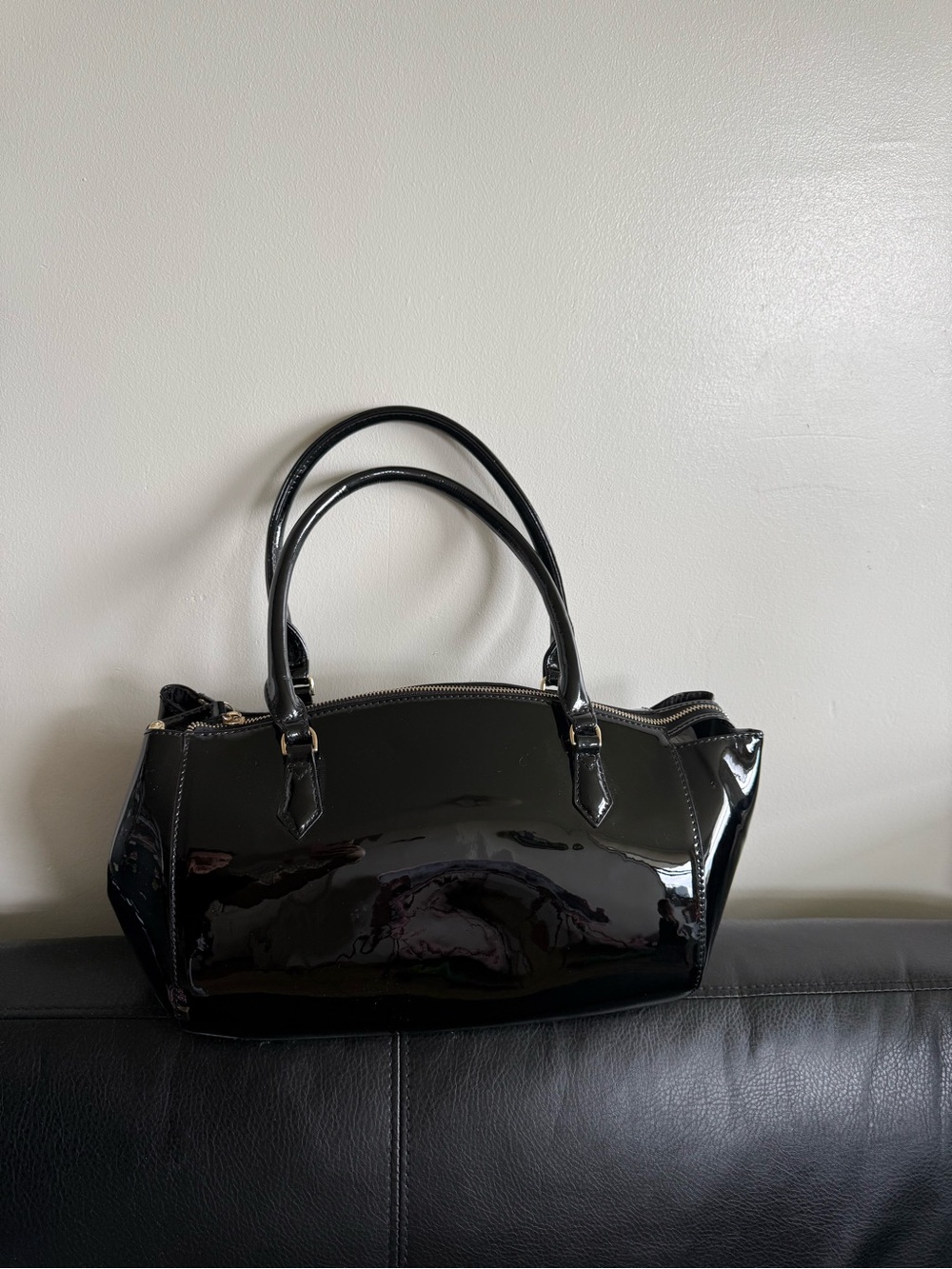 Classic Black Patent Shoulder Bag